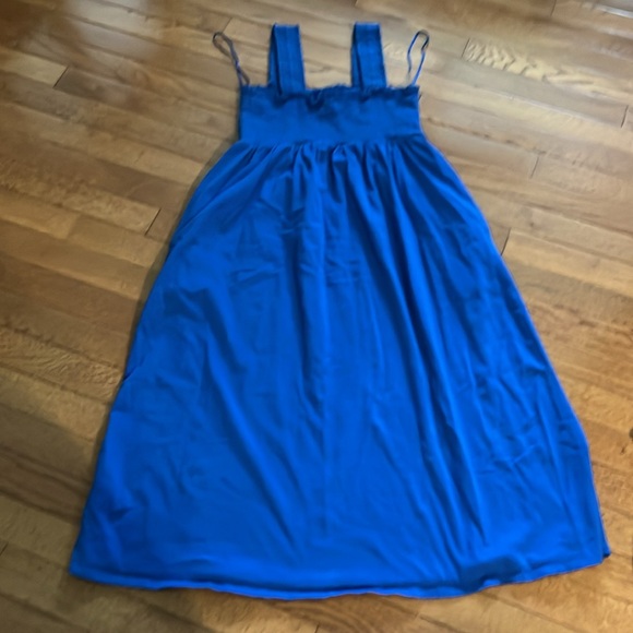 Old Navy Blue Sleeveless Smocked Sundress Medium Petite - Picture 12 of 16